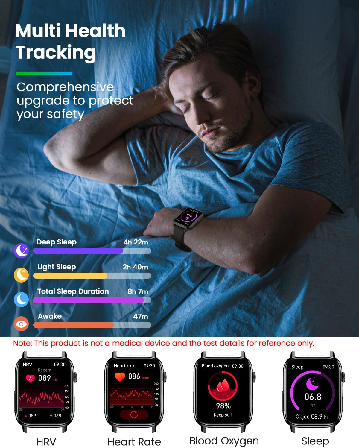BANLVS Men's Women's Smartwatch with HRV/ECG, 1.83 Inches Smart Watch with Bluetooth Calls, 24H SpO2, Heart Rate Monitor Sleep 145+ Sport IP68 Notifications Messages Android iOS Black