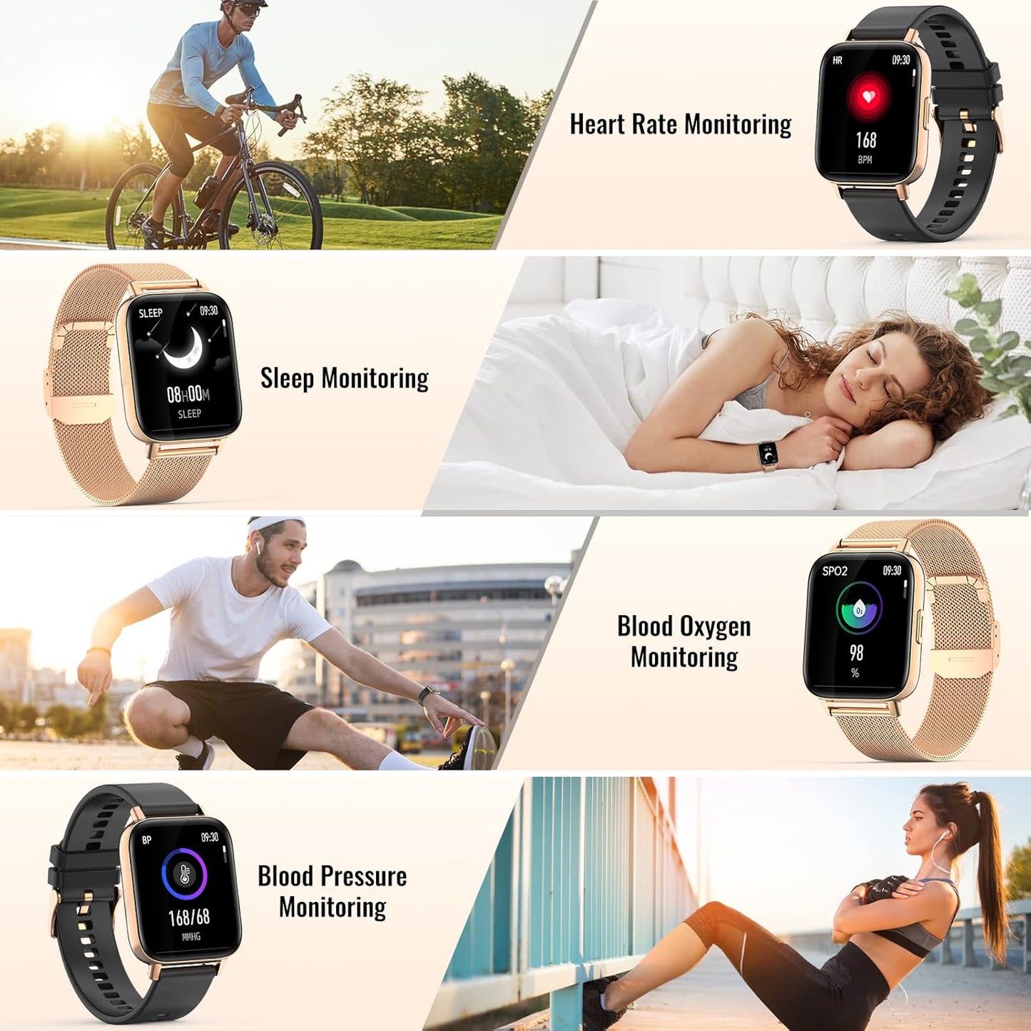 Nemheng Smart Watch for Women Men, Bluetooth Smartwatch Answer Make Call Fitness Tracker with 1.69" Full Touch Screen Heart Rate Sleep Monitor Blood Pressure Waterproof Fitness Watch for IOS Android