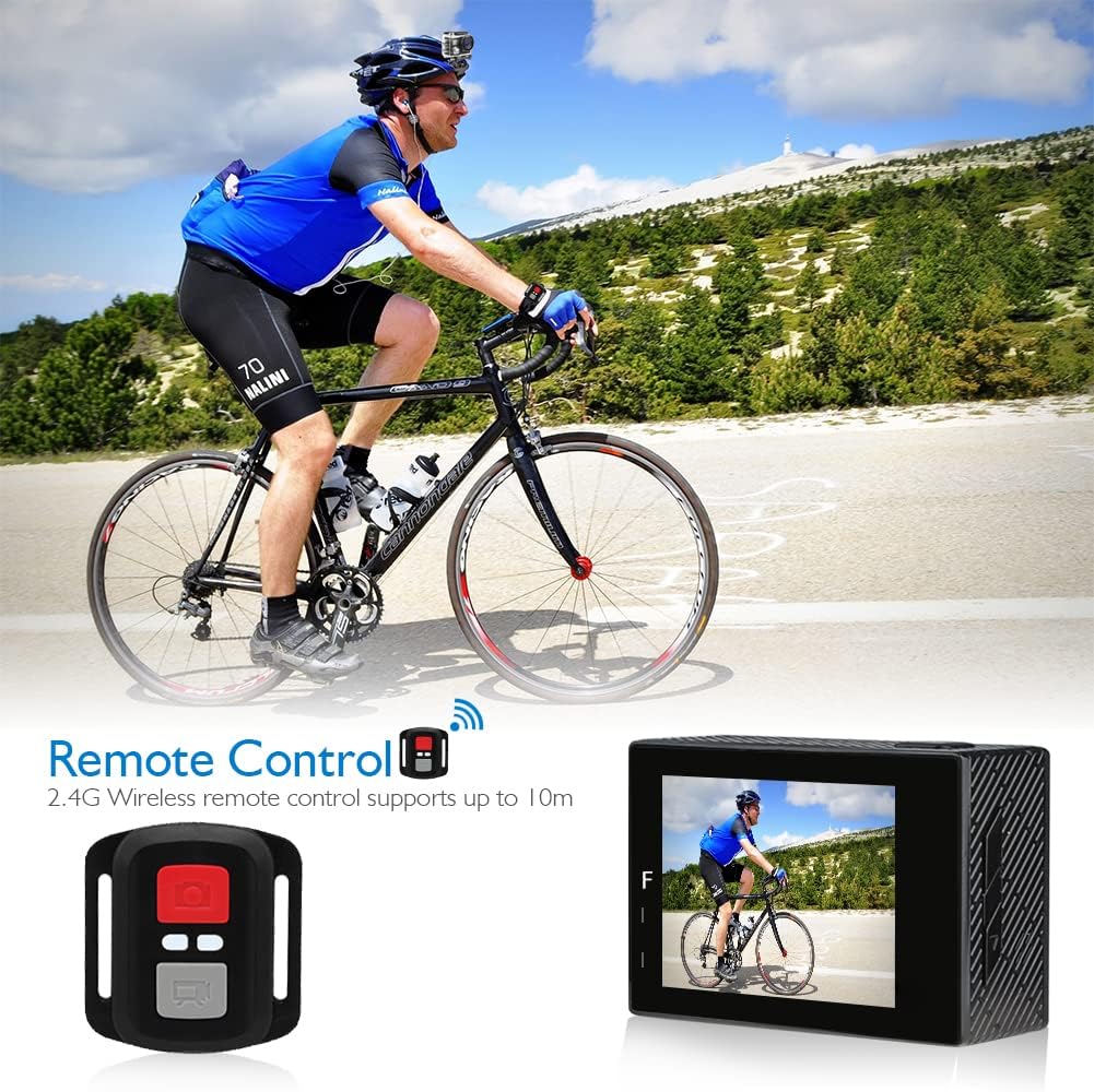 AKASO Brave 4 Action Camera, Ultra HD with EIS 30m Underwater Camcorder 4K 20MP WiFi Waterproof Camera with Remote Control, 2 Rechargeable Batteries and Mounting Accessories Kit