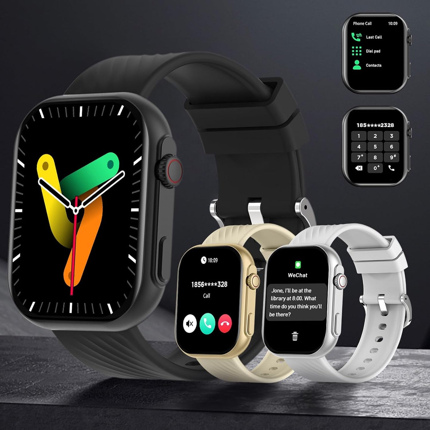 PEJE ZW03-AMD Smartwatch - 2.13" AMOLED,Smart Watches for Men,Muslim Prayer Alerts,SpO2/Heart Rate/Sleep Monitor,120+ Sports Modes,IP68 Waterproof,Bluetooth Calls + Extra Strap,iOS/Android (Black)