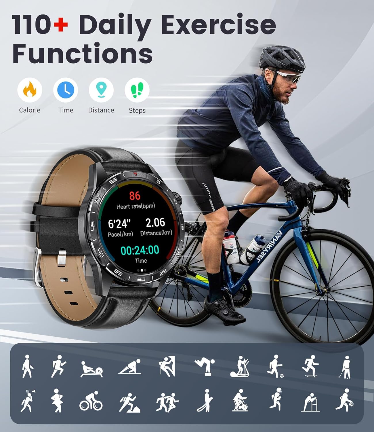 LIGE Military Smart Watches for Men(Answer/Make Calls), 1.43" HD AMOLED Fitness Tracker with 110+ Sport Modes, 24/7 Heart Rate Sleep Monitor Smartwatch, IP68 Waterproof Smart Watch for Android iOS