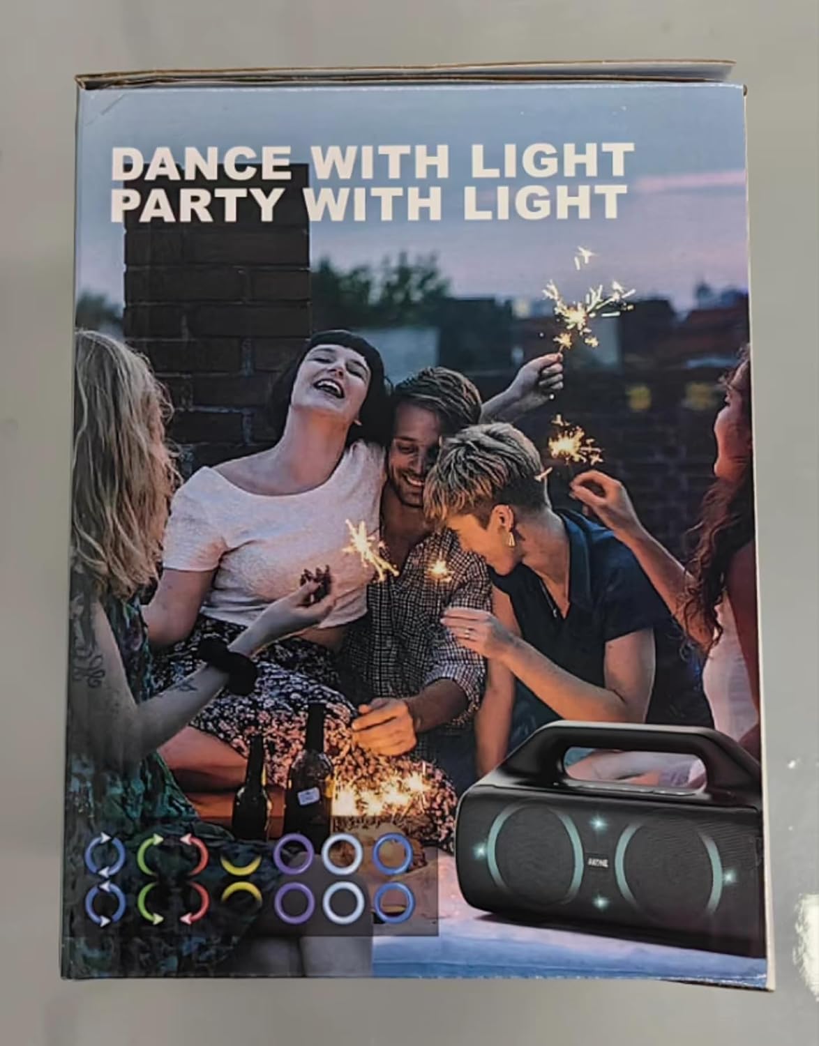 AKONE Portable Bluetooth Speaker, 80W Peak Wireless Outdoor Speaker with LED Light, Deep Bass, 20 Hour Playtime, IP67 Waterproof Bluetooth Speaker, Loud Party Speakers for Camping, Beach, Garage