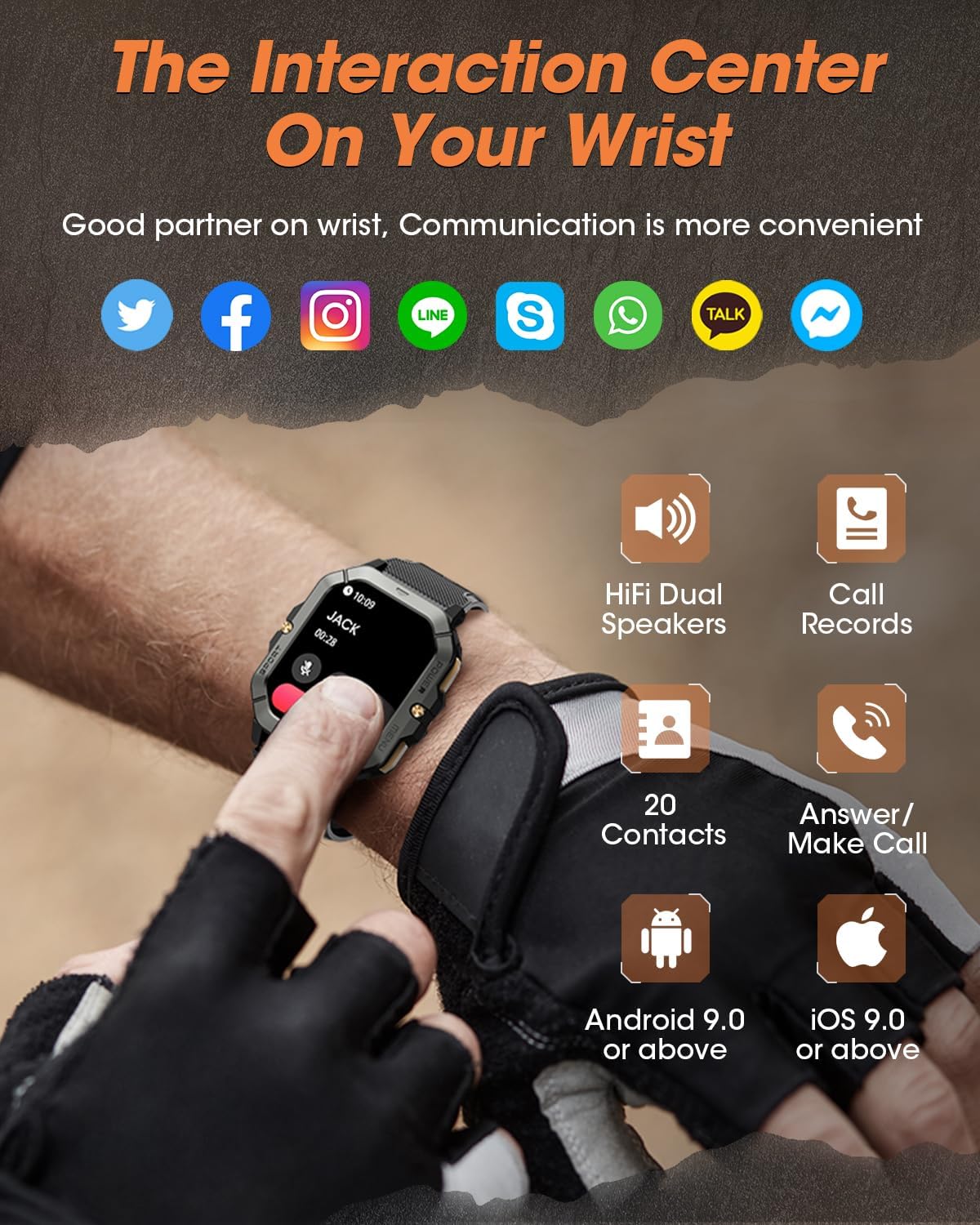 Military Smart Watches for Men (Answer/Make Calls), 2.02'' Fitness Smart Watch for Android and iPhone, Waterproof Fitness Tracker with Blood Pressure/Heart Rate/Sleep/100+ Sport Modes, Watches for Men