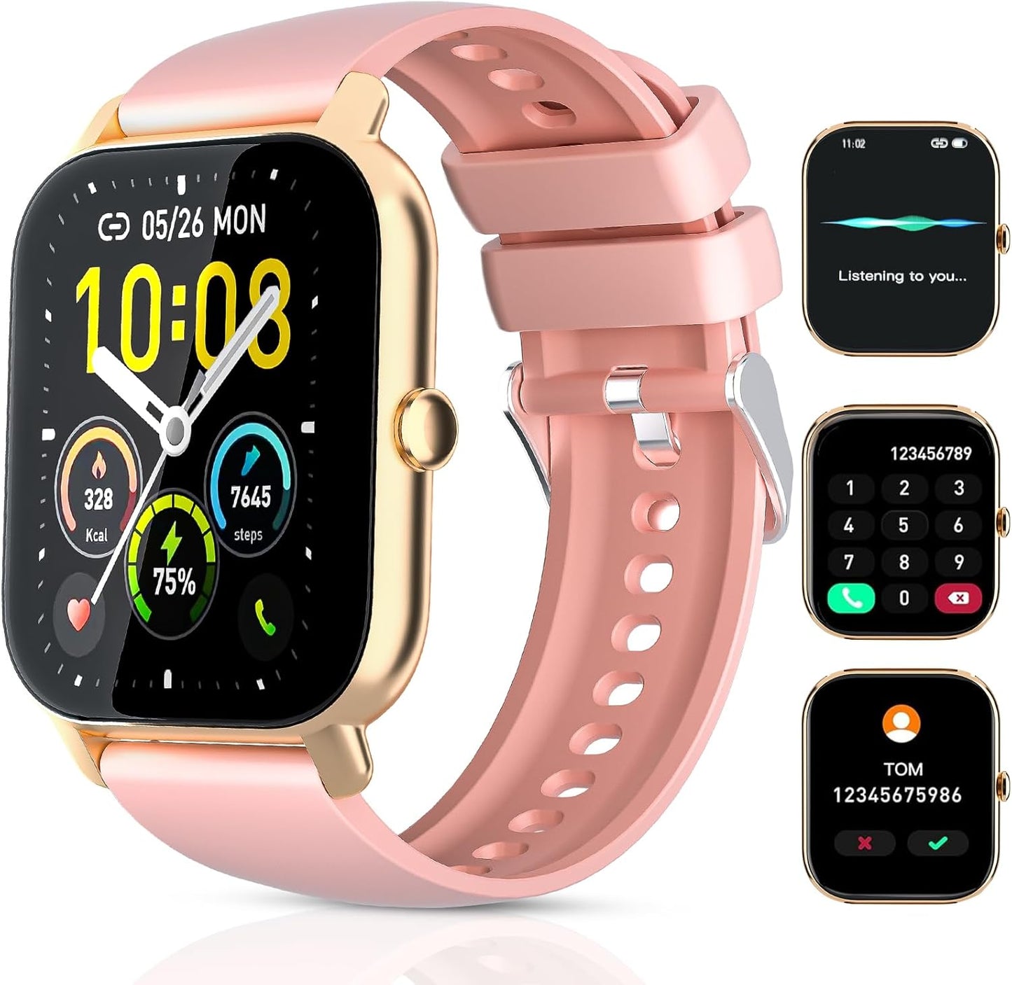 Garlo Smart Watch for Men Women, 1.85" Fitness Tracker, Heart Rate/Sleep Monitor/Pedometer, TFT HD Bluetooth, Multiple Sports Gym Modes, Waterproof Women Men Fitness Watch for Android iPhone (Pink)