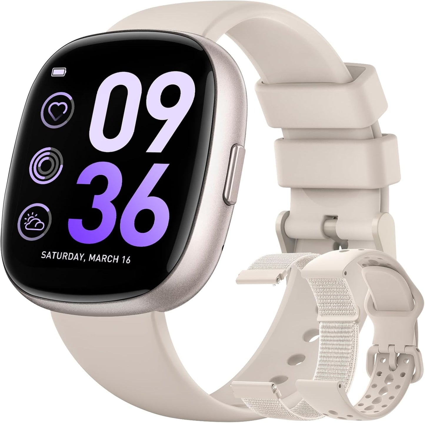 Sanorum Smart Watches for Women Men with Call: Fitness Trackers with 24-Hour Heart Rate SpO2 Sleep Monitor 120+ Sport Mode 5ATM Waterproof Smartwatch for iOS Android Phones Pearly White