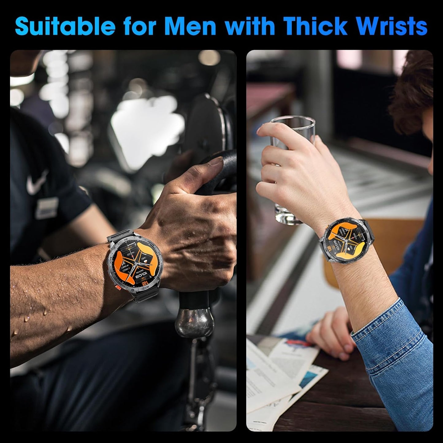 Military Smart Watch for Men 1.75" HD AMOLED Display 730mAh Battery Smart Watches with LED Flashlight for Android iOS(Bluetooth Call Answer/Dial Calls) Fitness Tracker with Heart Rate