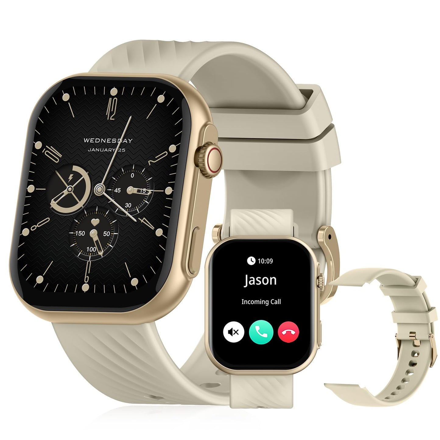 PEJE ZW03-AMD Smartwatch - 2.13" AMOLED,Smart Watches for Men,Muslim Prayer Alerts,SpO2/Heart Rate/Sleep Monitor,120+ Sports Modes,IP68 Waterproof,Bluetooth Calls + Extra Strap,iOS/Android (Black)
