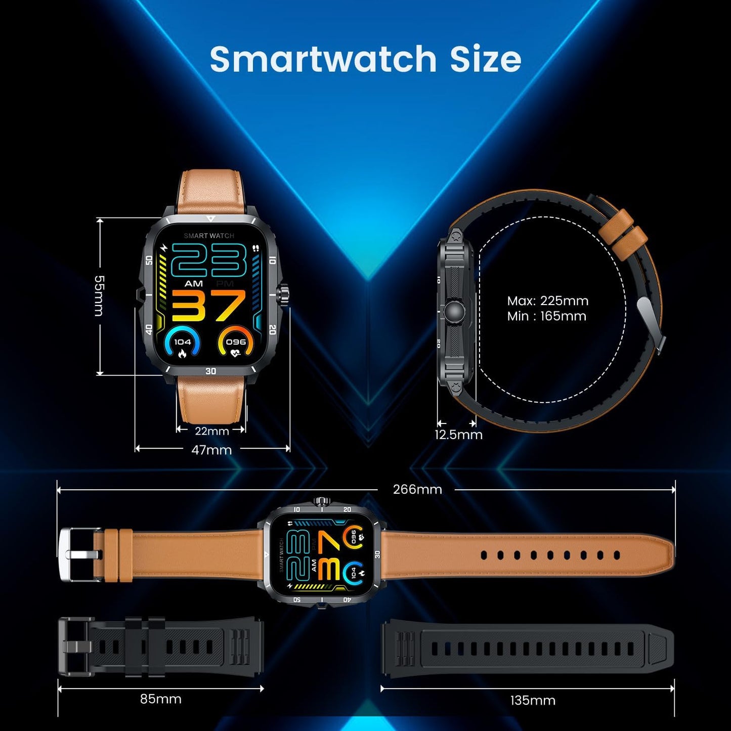 Smartwatch for Men Fitness Tracker Watches: 2.0" Touch Screen Bluetooth Call with 100+ Sports Modes Sleep Monitor Heart Rate Step Counter 3ATM Waterproof Activity Tracker Smart Watch for Android iOS