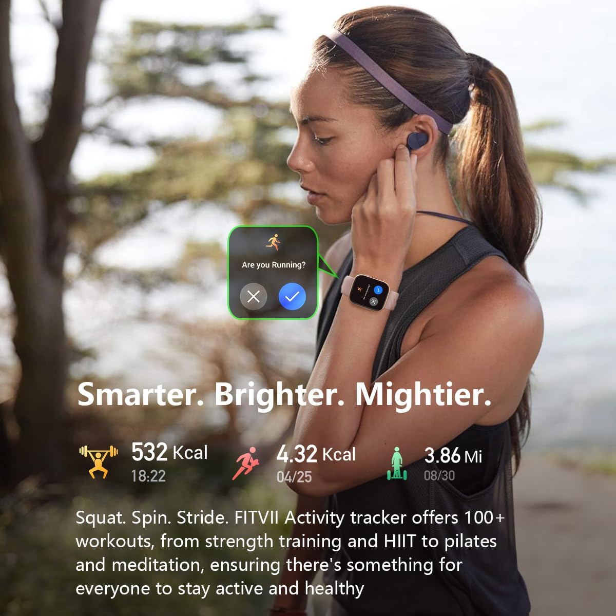 FITVII Health & Fitness Tracker 2024 (Answer/Make Calls), Smart Watch with 24/7 Heart Rate and Blood Pressure, Sleep Tracking, Blood Oxygen Monitor, 120+ Sport Mode Waterproof Activity Tracker