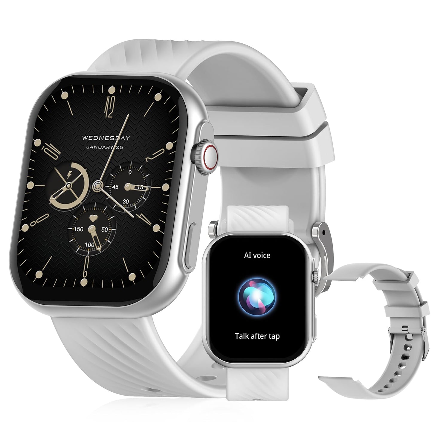 PEJE ZW03-AMD Smartwatch - 2.13" AMOLED,Smart Watches for Men,Muslim Prayer Alerts,SpO2/Heart Rate/Sleep Monitor,120+ Sports Modes,IP68 Waterproof,Bluetooth Calls + Extra Strap,iOS/Android (Black)