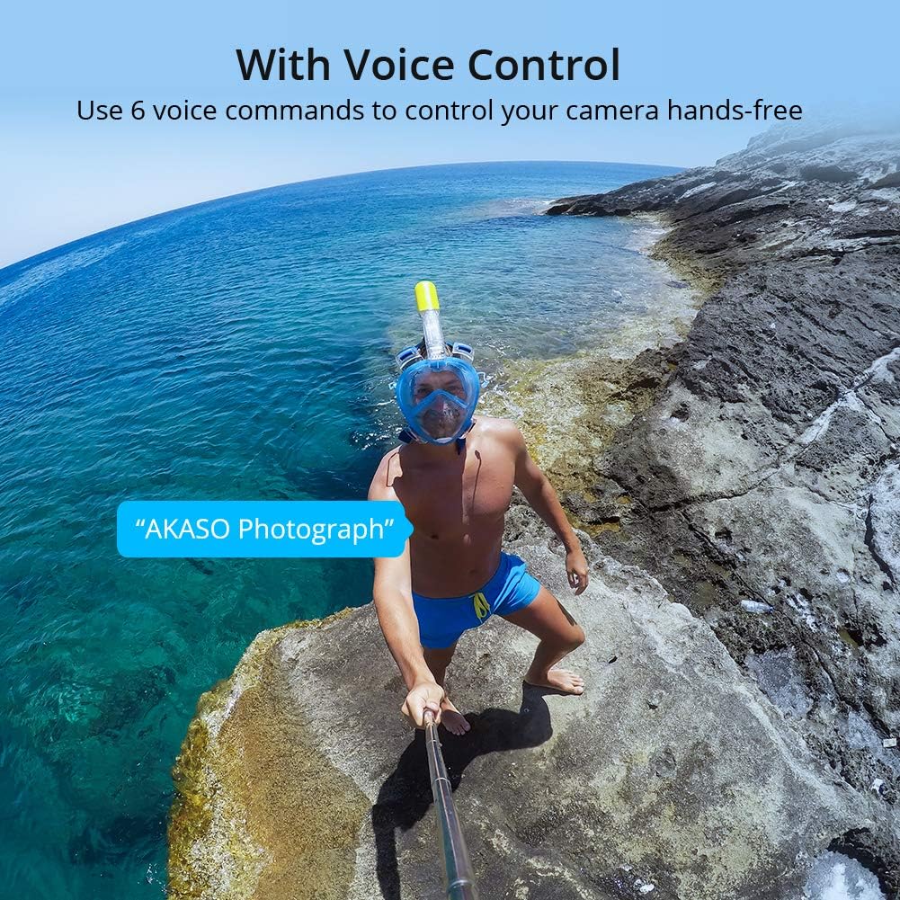 AKASO Brave 6 Plus Native 4K30FPS 20MP WiFi Action Camera with Touch Screen EIS 8X Zoom Voice Control Remote Control 131 Feet Underwater Camera with 2X 1350mAh Batteries and Helmet Accessories Kit