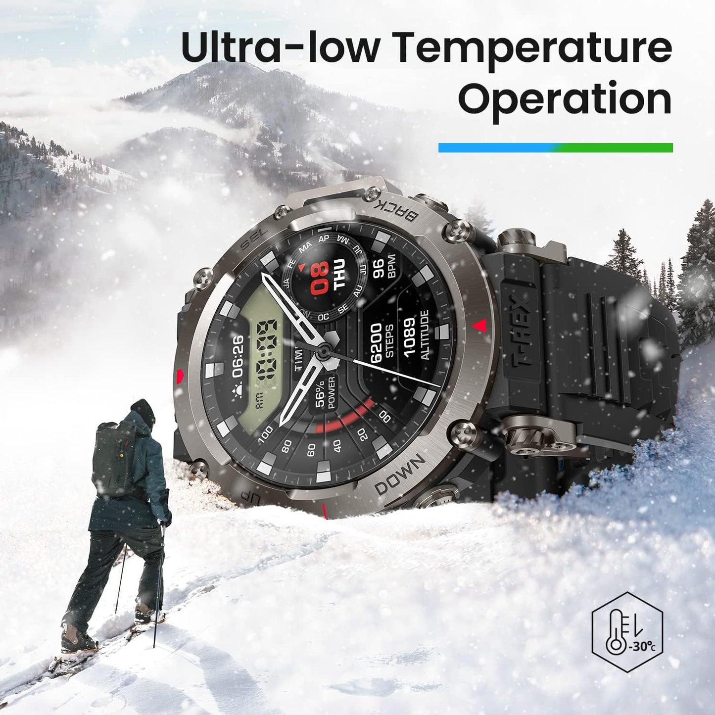 Amazfit T-Rex Ultra 47mm Smart Watch for Men, Route Import & Navigation, 6 Satellite Positioning Systems, Freediving Support & 10 ATM Waterproof, Rugged Outdoor Military-grade Smartwatch, Black