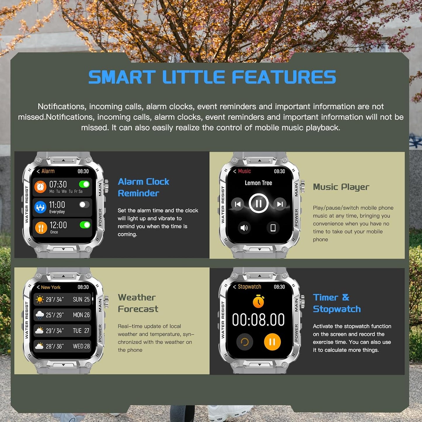 Military Smart Watch for Men with Call Function,Fitness Smart Watch for Android Phones and iPhone,Waterproof Fitness Tracker with Blood Oxygen/Heart Rate/Sleep/100+ Sport Modes, Watches for Men (Gray)