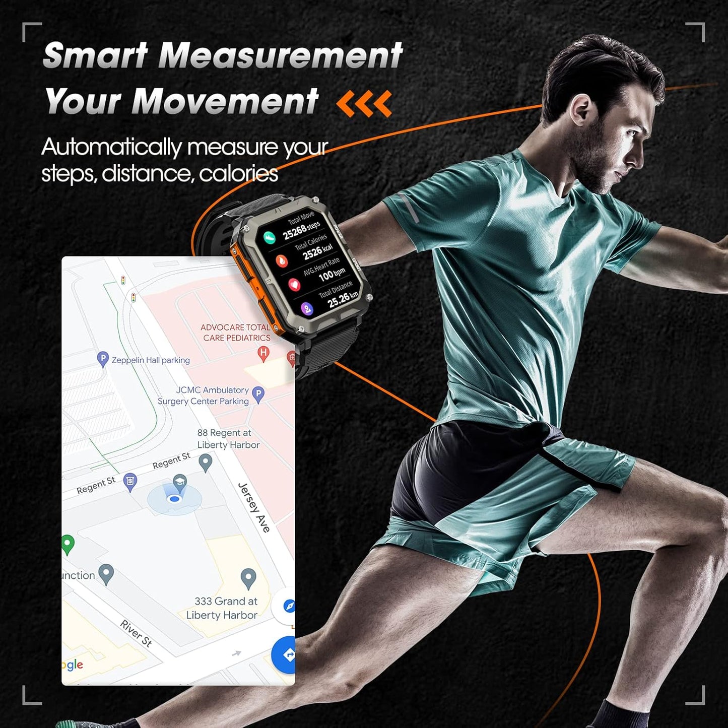 Rgthuhu Military Smart Watch for Men with Blood Pressure (Answer/Make Call), Rugged Tactical Smartwatch for Android and iPhone