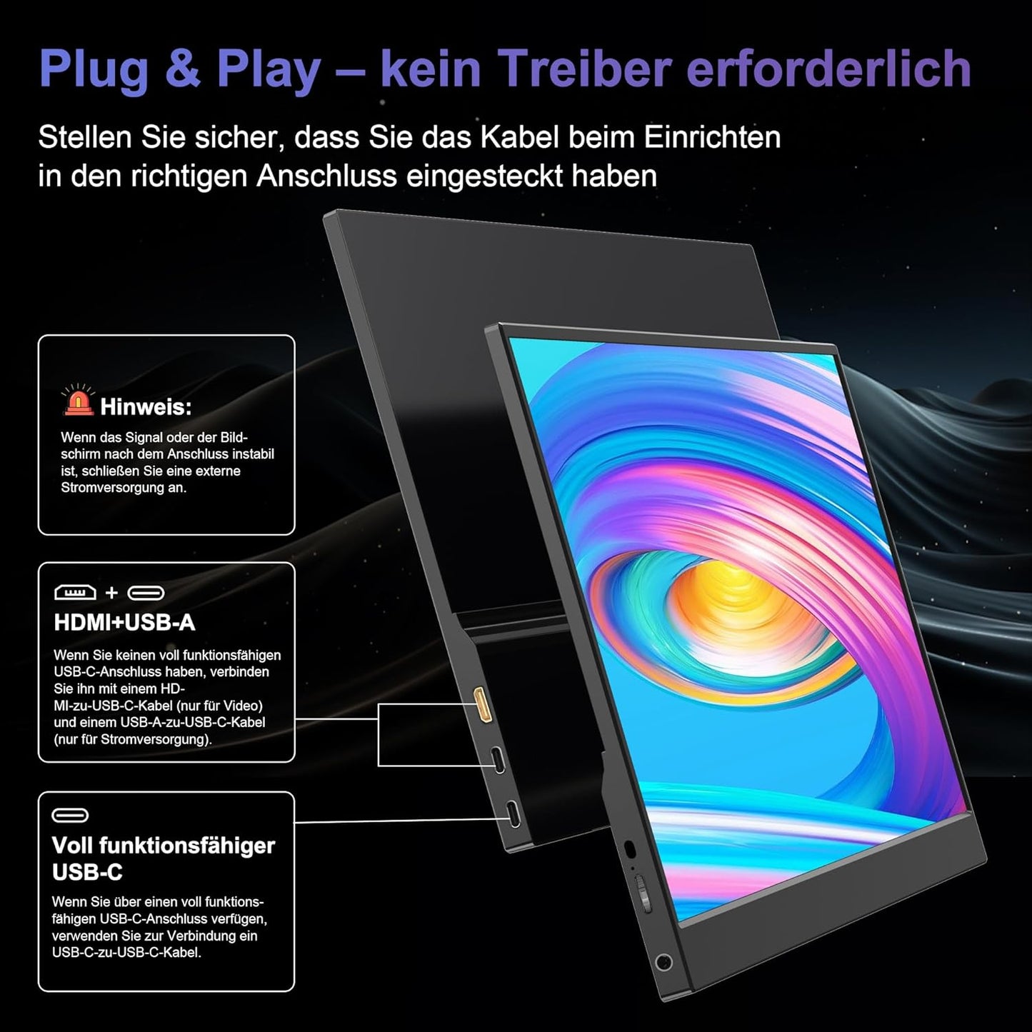15.6 Inch Portable Monitor, 1080P FHD Portable Monitor with Protective Case, Portable Mobile IPS Screen, Ultra Thin Second Screen for Laptop/PC/Mac/PS4/Xbox USB-C & HDMI Connection