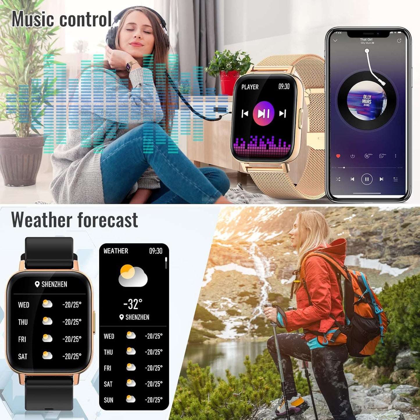 Nemheng Smart Watch for Women Men, Bluetooth Smartwatch Answer Make Call Fitness Tracker with 1.69" Full Touch Screen Heart Rate Sleep Monitor Blood Pressure Waterproof Fitness Watch for IOS Android