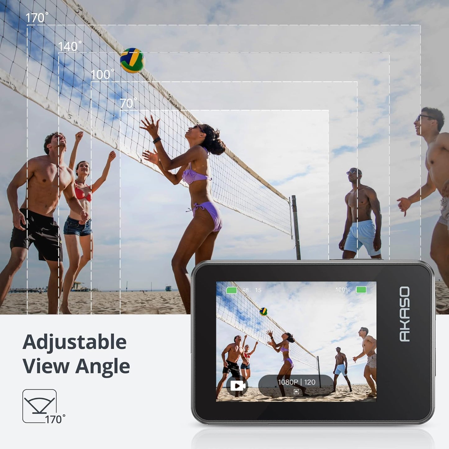 AKASO Brave 7 Action Camera, IPX8 Waterproof Built-in 4K 20MP WiFi Camera with Touch Screen EIS 2.0 Zoom Support External Microphone Voice Control Vlog Camera