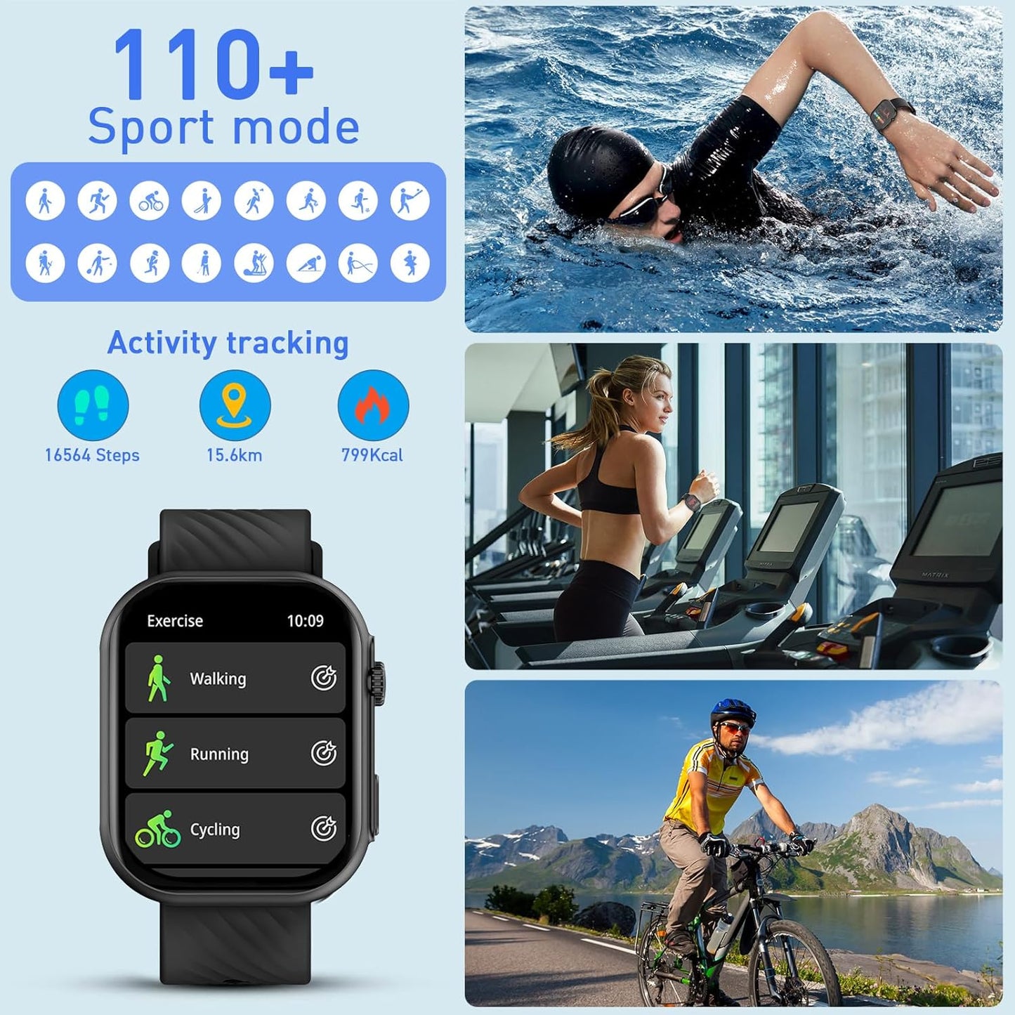 PEJE ZW03-AMD Smartwatch - 2.13" AMOLED,Smart Watches for Men,Muslim Prayer Alerts,SpO2/Heart Rate/Sleep Monitor,120+ Sports Modes,IP68 Waterproof,Bluetooth Calls + Extra Strap,iOS/Android (Black)