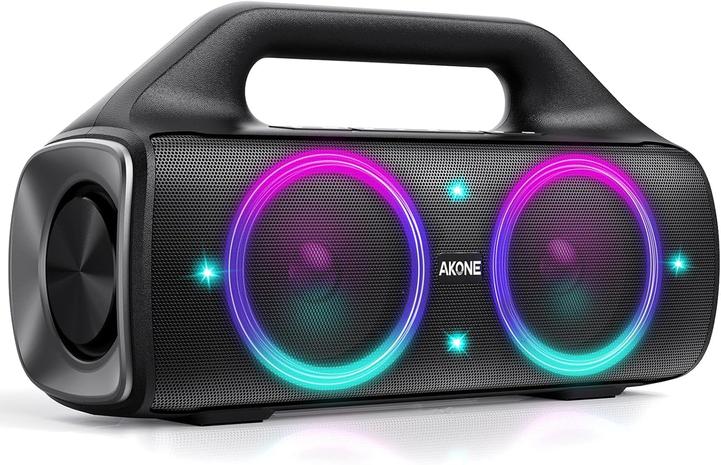 AKONE Portable Bluetooth Speaker, 80W Peak Wireless Outdoor Speaker with LED Light, Deep Bass, 20 Hour Playtime, IP67 Waterproof Bluetooth Speaker, Loud Party Speakers for Camping, Beach, Garage