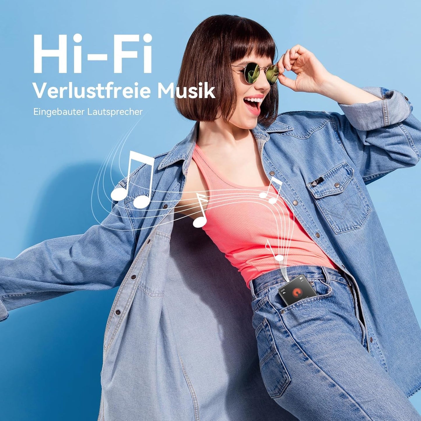 64GB MP3 Player with Bluetooth 5.3, AGPTEK 2.4" Full Touch Screen MP3 Music Player with Speaker, FM Radio, Voice Recorder, E-Book, Line-in Recording