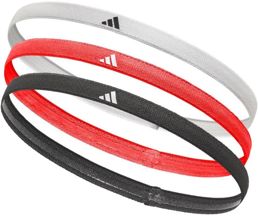adidas Sports Hair Bands (3 Pack), Black, White, Solar Red