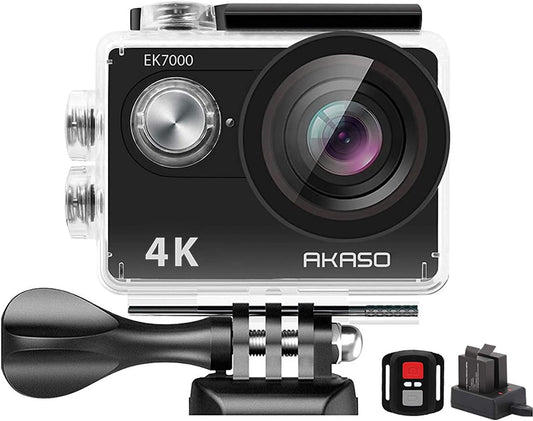 AKASO EK7000 4K30FPS Action Camera - 20MP Ultra HD Underwater Camera 170 Degree Wide Angle 98FT Waterproof Camera with Accessory Kit - Black