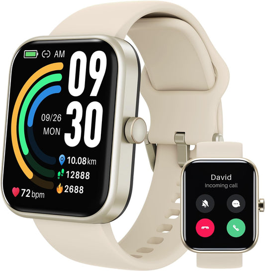 TOZO 2025 New Upgraded Smart Watch for Men Women for iPhone&Android, 1.83" Fitness Tracker Bluetooth Call [Answer/Make], IP68 Waterproof with Heart Rate/SpO2/Sleep Monitor, 100+ Sport Modes Gold
