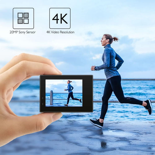 AKASO Brave 4 Action Camera, Ultra HD with EIS 30m Underwater Camcorder 4K 20MP WiFi Waterproof Camera with Remote Control, 2 Rechargeable Batteries and Mounting Accessories Kit