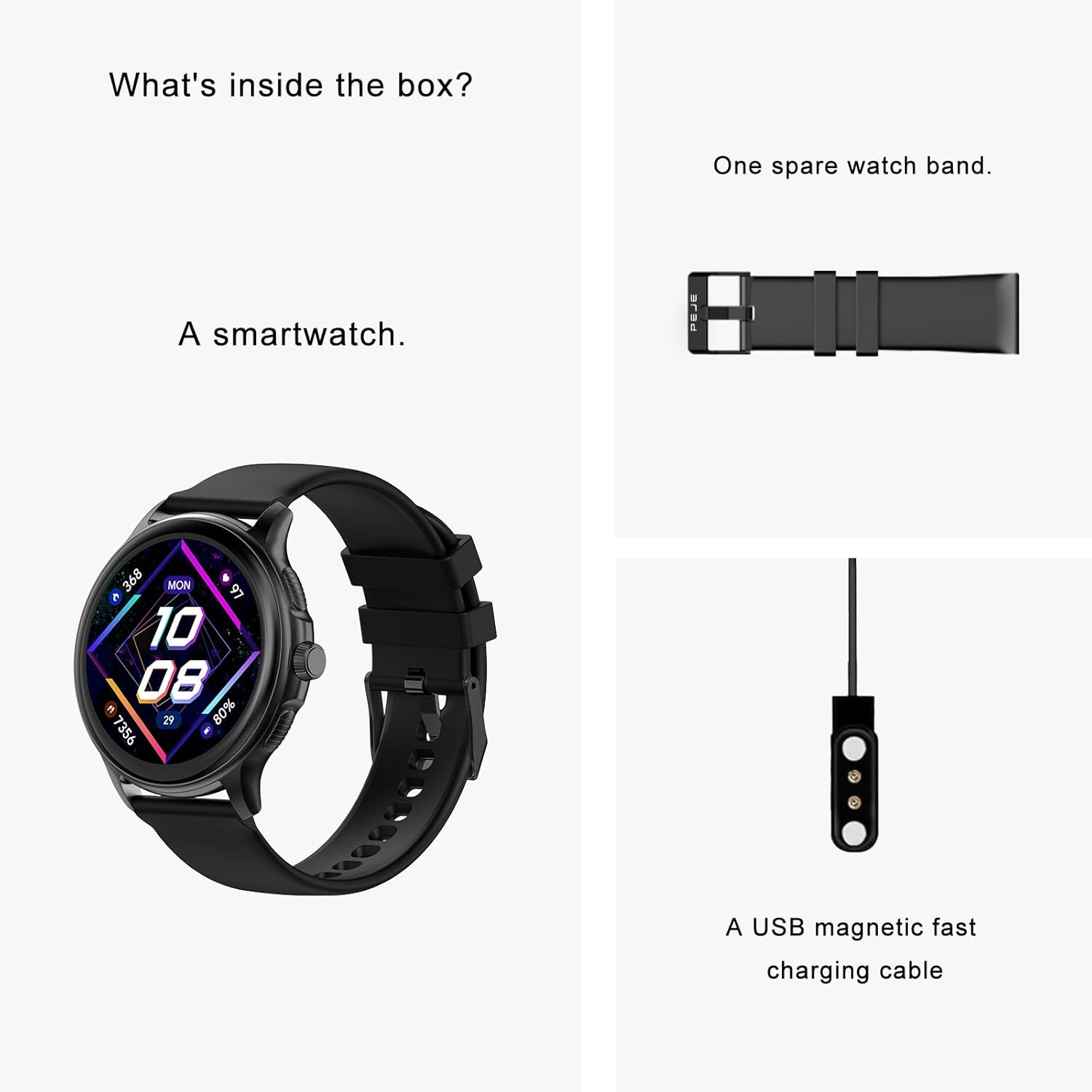 PEJE Smart Watch, 1.43"AMOLED Display, Watches For Men,Smart Watches For Men,Smartwatch With Muslim Reminders, Ip68 Waterproof With 120+ Sport Modes, Compatible with iOS & Android. (Silver)