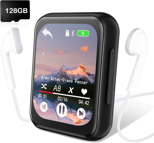 128GB MP3 Player with Bluetooth, Lossless Digital Music Player Portable with Built-in Speaker, 2.0 Inch Full Touch Screen, HiFi Sound