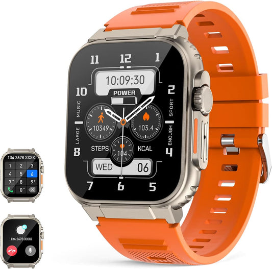 Smart Watch ultra For Men make answer Calls, 2.0'' HD Screen out doors sport fitness tracker with Heart Rate / Sleep Monitor,Music Storage, 600mah battery, for android phones compatible with Iphone