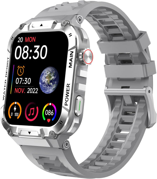 Hvlgmrc Military Smart Watch for Men 1.96 Inches Outdoor Sports Smartwatch with Answer/Make Call,Fitness Watch,Blood Oxygen,Heart Rate and Sleep Monitor Compatible with iPhone and Android Phones