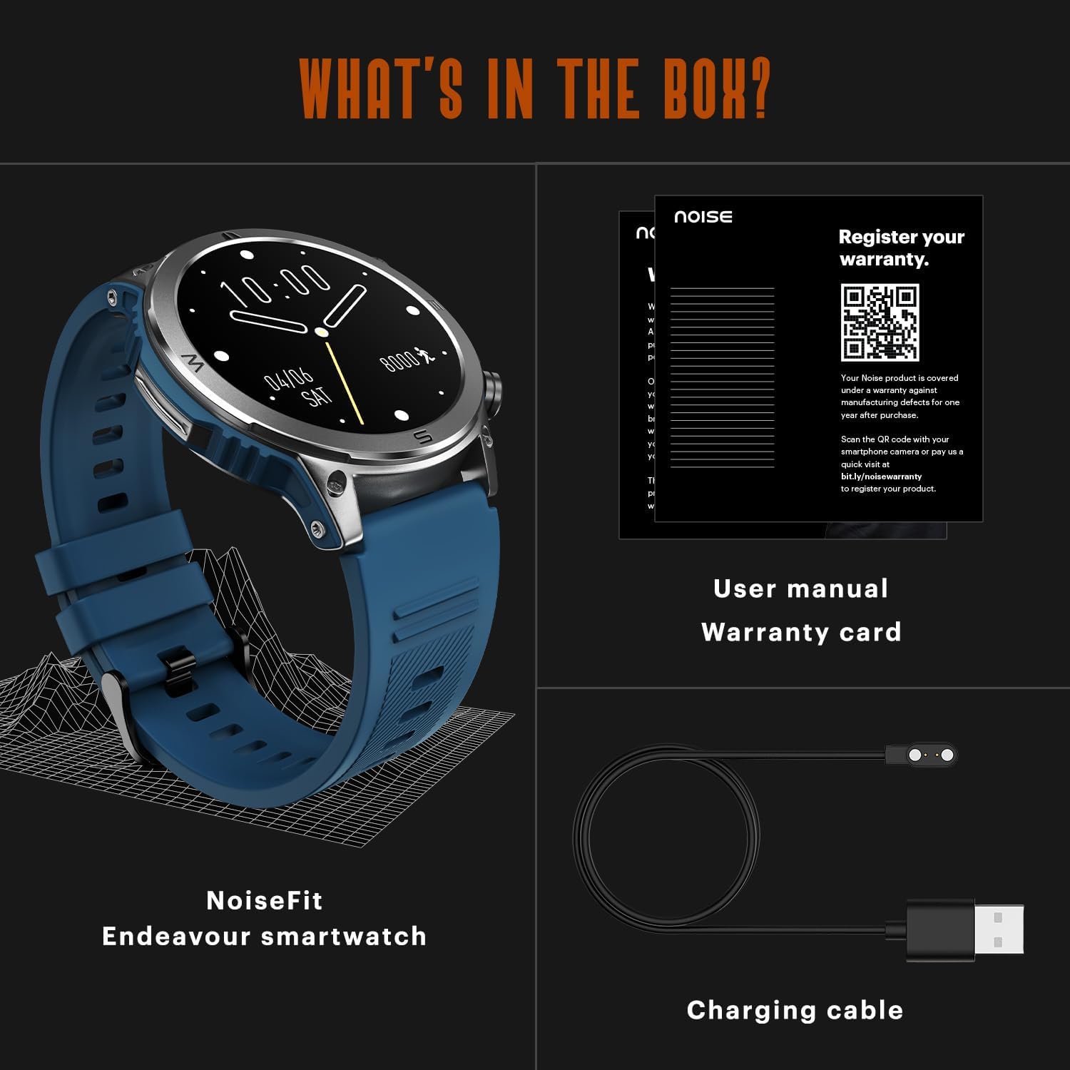 Noise Endeavour Rugged Design 1.46" AMOLED Display Smart Watch, BT Calling, SoS Feature, Rapid Health & 100+ Sports Modes- (Black)