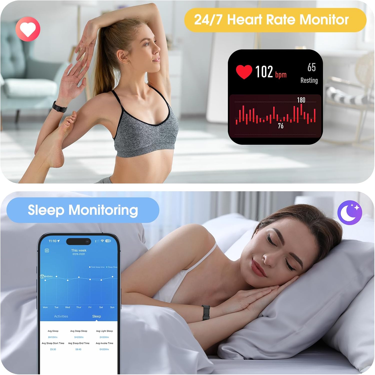 EURANS Smart Watch 41mm, Full Touchscreen Smartwatch, Fitness Tracker with Heart Rate Monitor & Blood Oxygen, IP68 Waterproof Pedometer Watch for Women Men Compatible with iOS & Android Phones