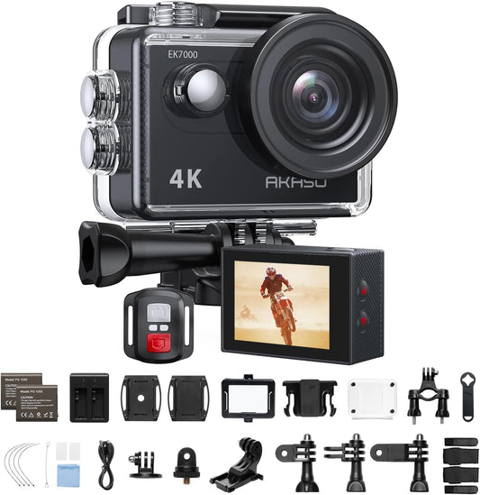 4K 30fps 20MP WiFi Sports Camera - 4k Camera Waterproof up to 30 m with Stabilization, 170° Wide Angle - 2.4G Remote Control - Ultra HD Image Quality for Adventure Enthusiasts