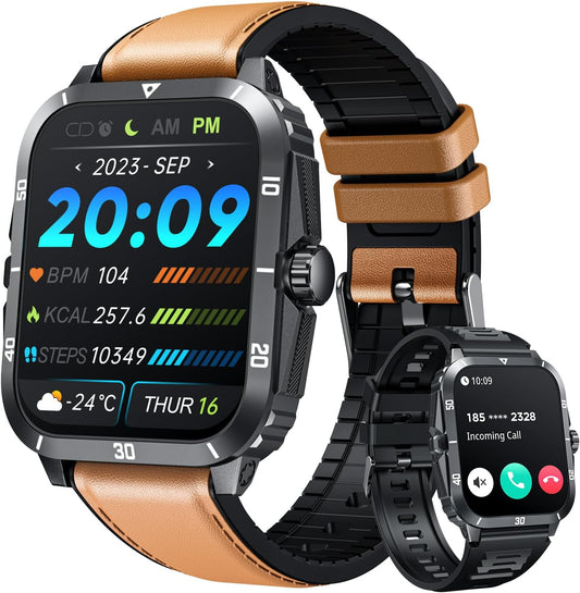 Smartwatch for Men Fitness Tracker Watches: 2.0" Touch Screen Bluetooth Call with 100+ Sports Modes Sleep Monitor Heart Rate Step Counter 3ATM Waterproof Activity Tracker Smart Watch for Android iOS