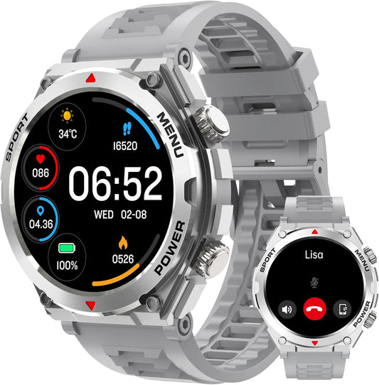 Military Smart Watch for Men (Answer/Make Call), 1.52" HD Smartwatch for Android Phones/iPhone, 100+ Sport Mode Fitness Tracker with Heart Rate, SpO2, Stress and Sleep Monitor, IP68 Waterproof