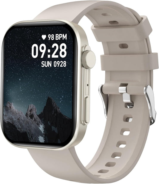 BRIBEJAT Smart Watch for Women Compatible iPhone Samsung Android, Voice Assistant & Answer/Make Call, 2.01'' Large Screen IP68 Waterproof, 110+ Sports, Spo2/Heart Rate/Sleep Monitor, Gold