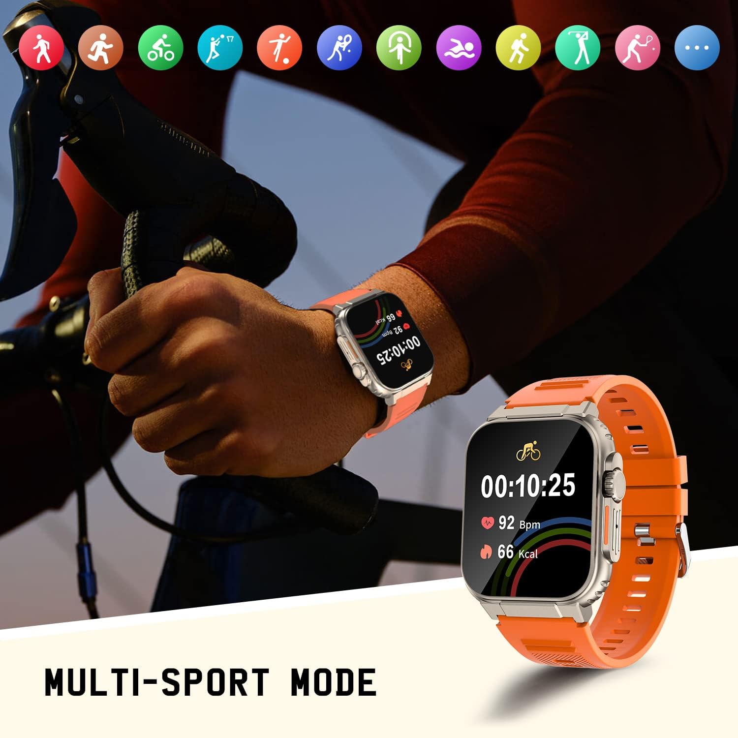 Smart Watch ultra For Men make answer Calls, 2.0'' HD Screen out doors sport fitness tracker with Heart Rate / Sleep Monitor,Music Storage, 600mah battery, for android phones compatible with Iphone