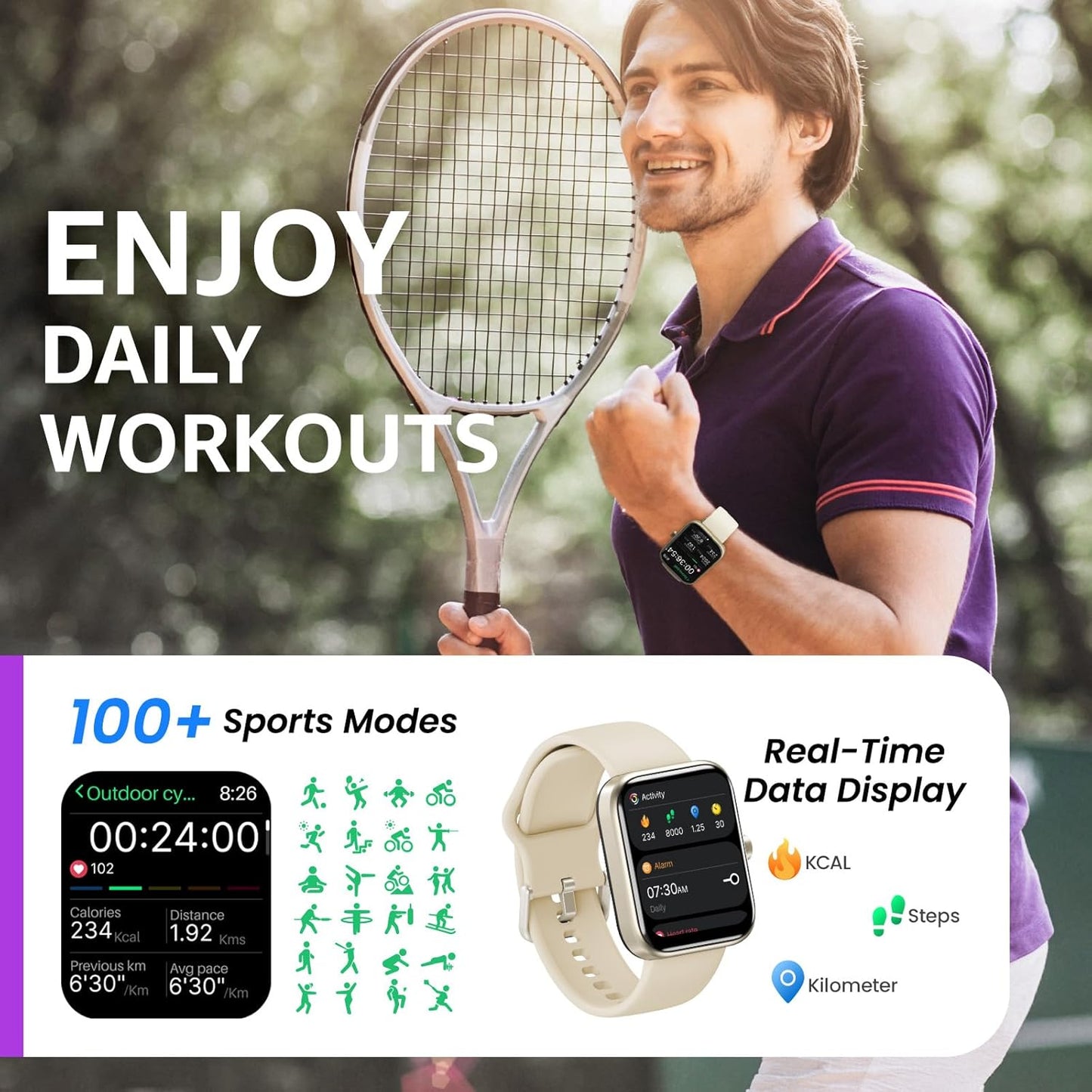 TOZO 2025 New Upgraded Smart Watch for Men Women for iPhone&Android, 1.83" Fitness Tracker Bluetooth Call [Answer/Make], IP68 Waterproof with Heart Rate/SpO2/Sleep Monitor, 100+ Sport Modes Gold