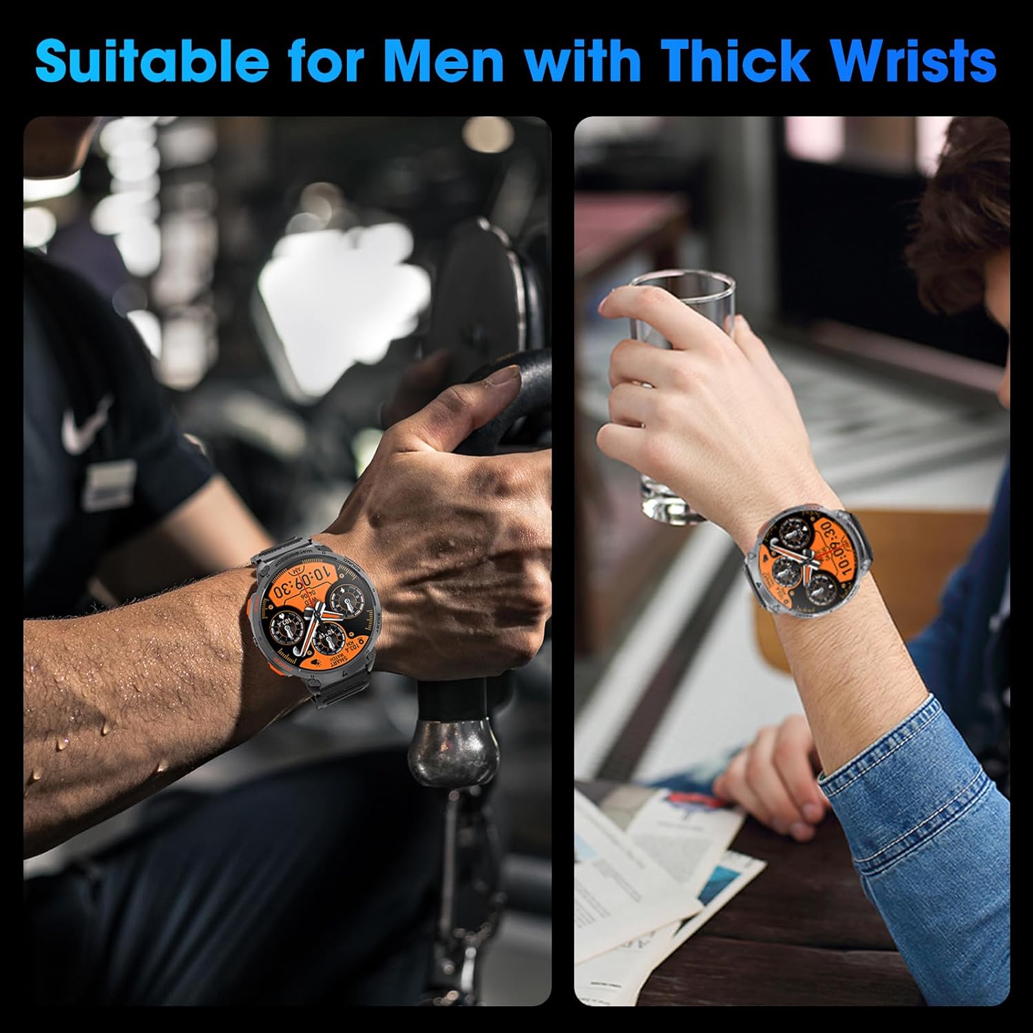 mingwear Military Smart Watch for Men 1.85" HD Touch Screen 730mAh Battery Smart Watches with LED Flashlight for Android iOS （Bluetooth Call Answer/Dial Calls） Fitness Tracker