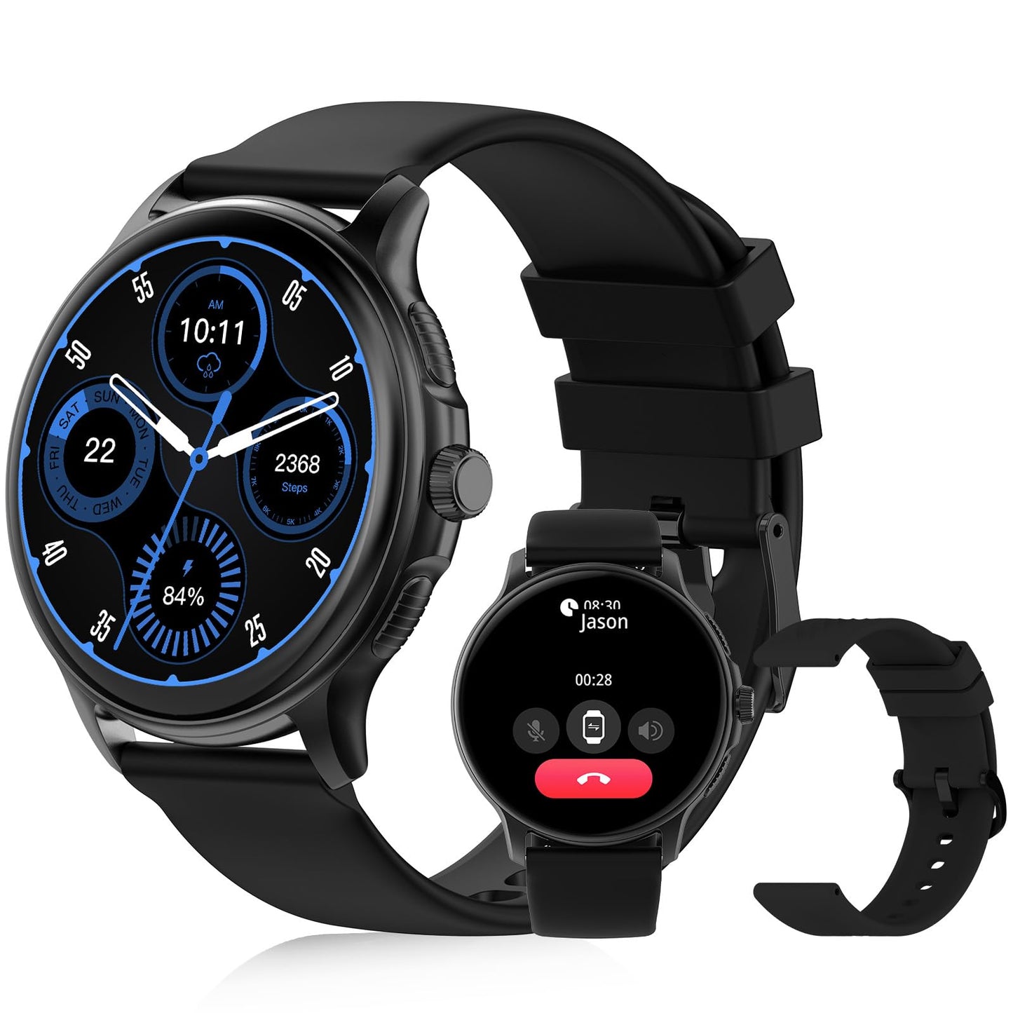 PEJE Smart Watch, 1.43"AMOLED Display, Watches For Men,Smart Watches For Men,Smartwatch With Muslim Reminders, Ip68 Waterproof With 120+ Sport Modes, Compatible with iOS & Android. (Silver)