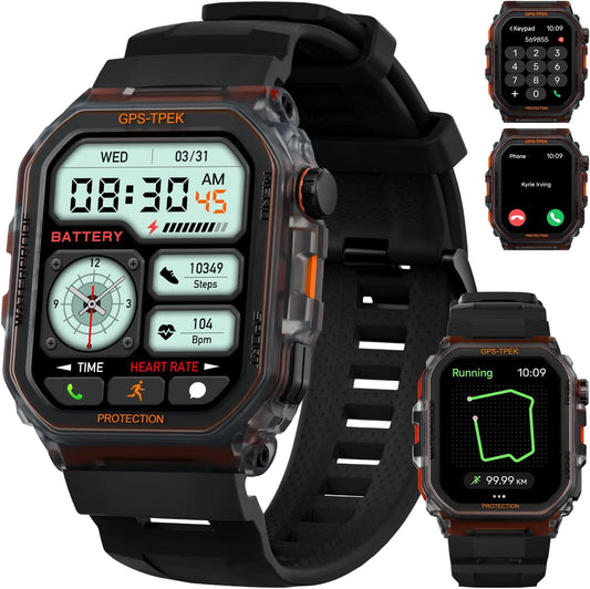Leeyalan FT61 Smartwatch with GPS, Alexa Built-in, HRV Monitoring, 8-Day Battery, 1.75" Touchscreen, IP68 Waterproof, Fitness Tracker for 100+ Sports Modes