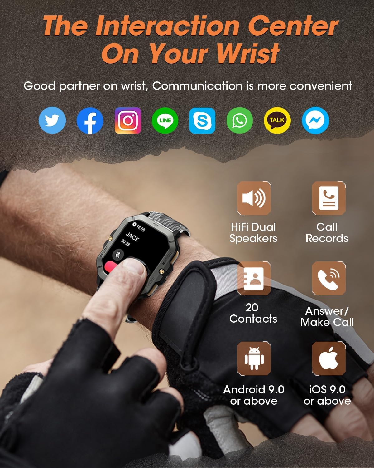 Military Smart Watches for Men (Answer/Make Calls), Watches for Men with Blood Pressure/Heart Rate/Sleep/100+ Sport Modes, 2.02'' Fitness Smart Watch, Waterproof Fitness Tracker for Android and iPhone