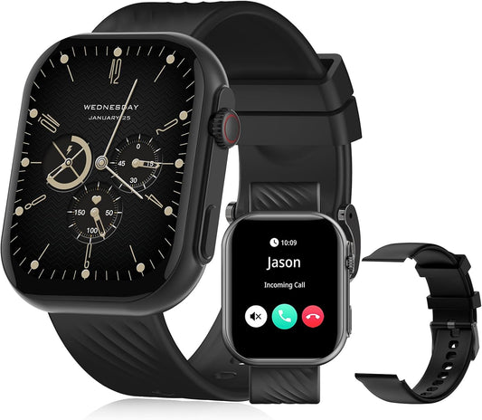 PEJE ZW03-AMD Smartwatch - 2.13" AMOLED,Smart Watches for Men,Muslim Prayer Alerts,SpO2/Heart Rate/Sleep Monitor,120+ Sports Modes,IP68 Waterproof,Bluetooth Calls + Extra Strap,iOS/Android (Black)