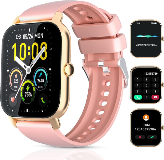 Garlo Smart Watch for Men Women, 1.85" Fitness Tracker, Heart Rate/Sleep Monitor/Pedometer, TFT HD Bluetooth, Multiple Sports Gym Modes, Waterproof Women Men Fitness Watch for Android iPhone (Pink)