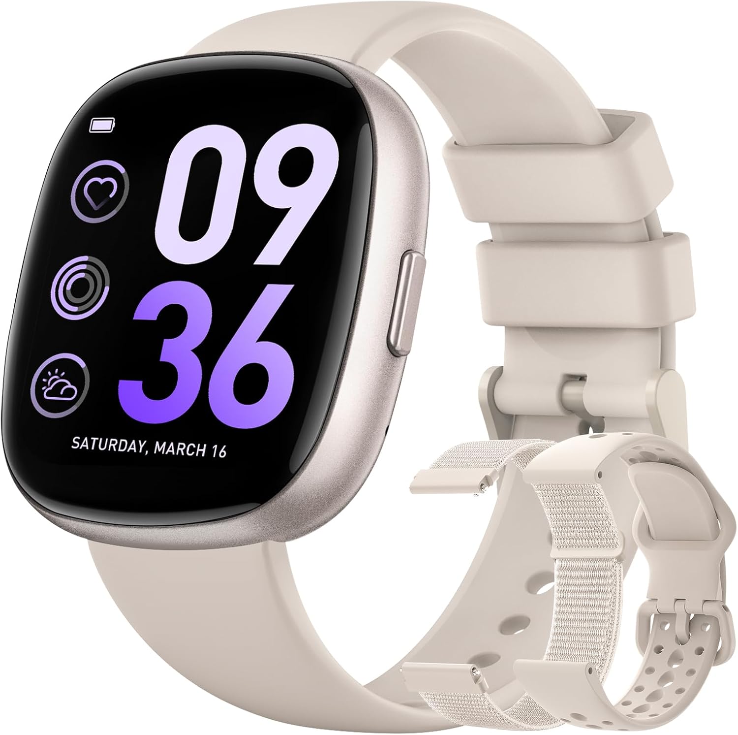 Sanorum Smart Watches for Women Men with Call: Fitness Trackers with 24-Hour Heart Rate SpO2 Sleep Monitor 120+ Sport Mode 5ATM Waterproof Smartwatch for iOS Android Phones Pearly White
