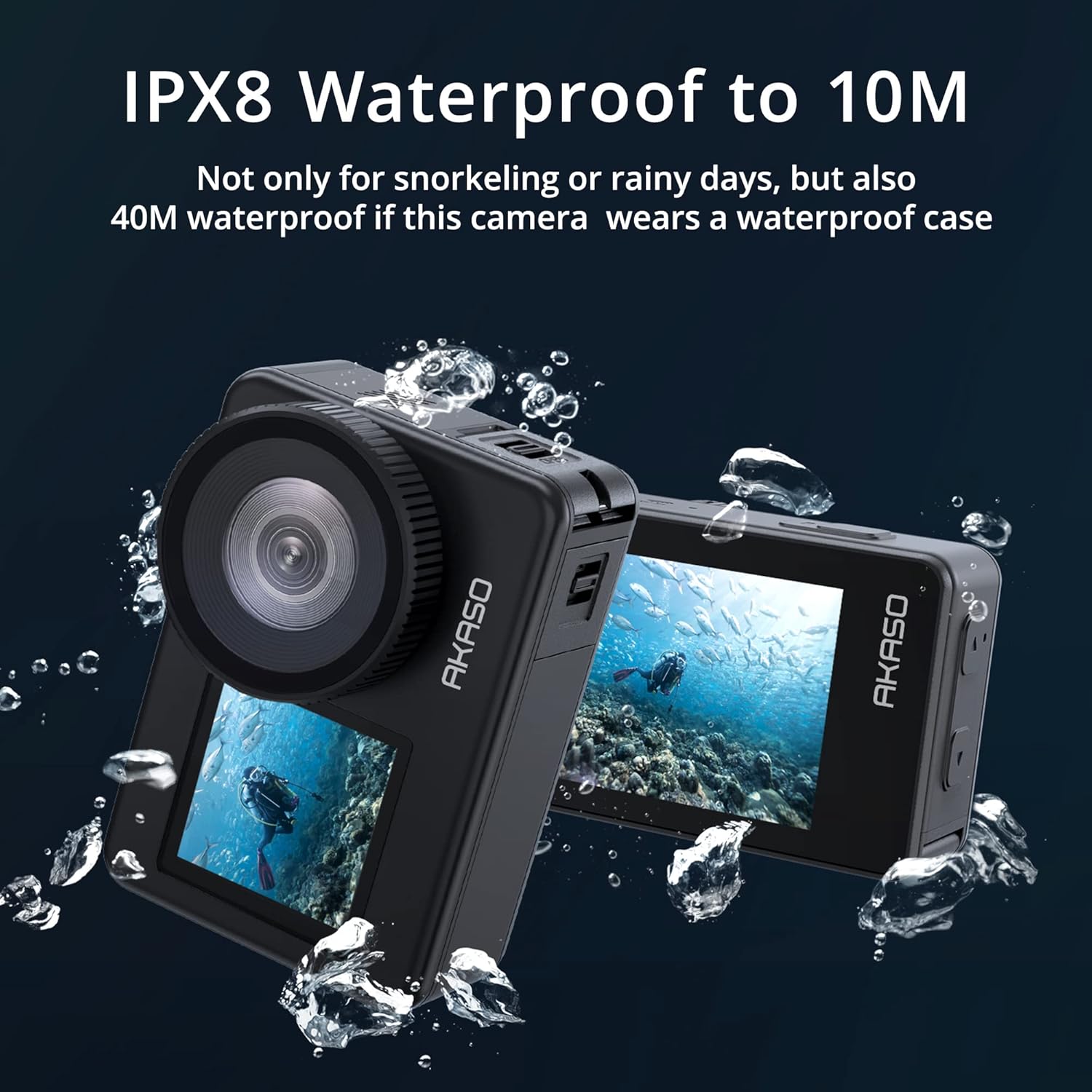 AKASO Brave 7 Action Camera, IPX8 Waterproof Built-in 4K 20MP WiFi Camera with Touch Screen EIS 2.0 Zoom Support External Microphone Voice Control Vlog Camera