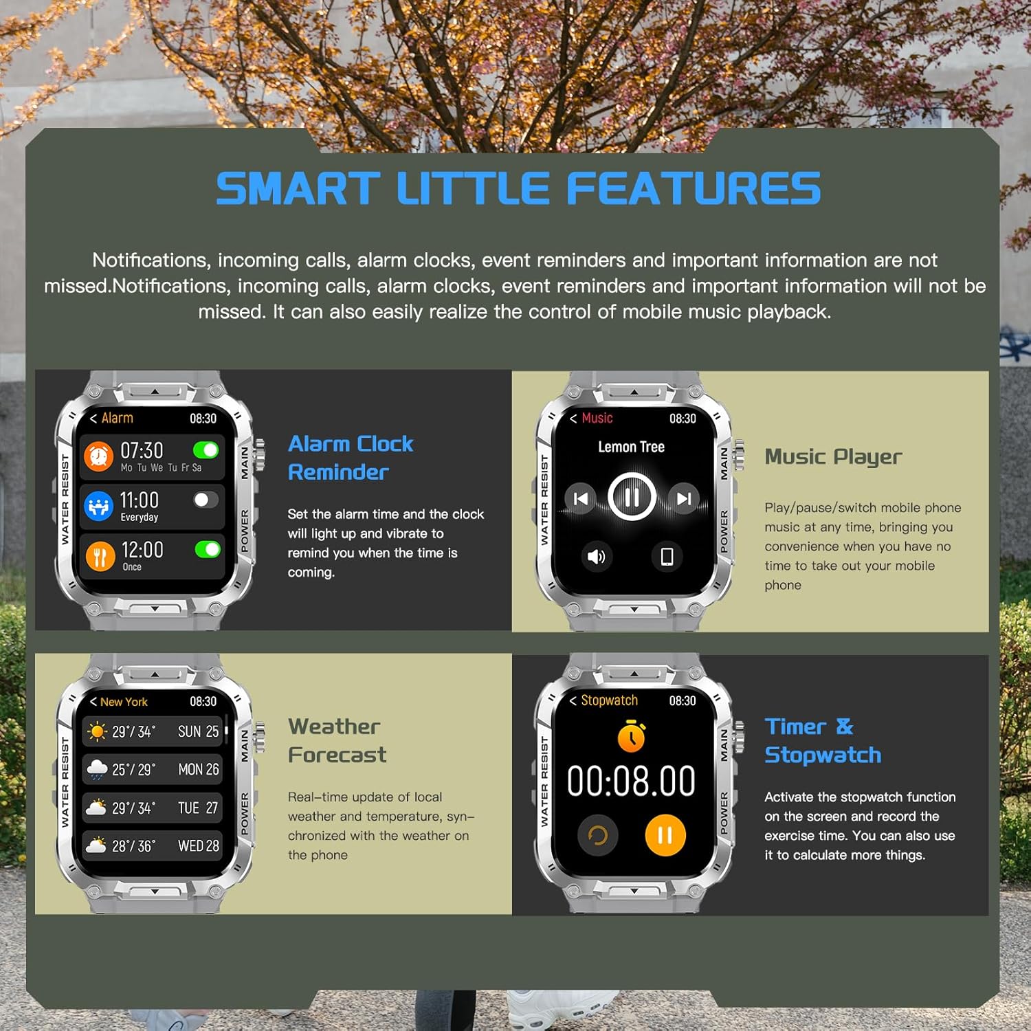 Military Smart Watch for Men with Call Function,Fitness Smart Watch for Android Phones and iPhone,Waterproof Fitness Tracker with Blood Oxygen/Heart Rate/Sleep/100+ Sport Modes, Watches for Men (Gray)