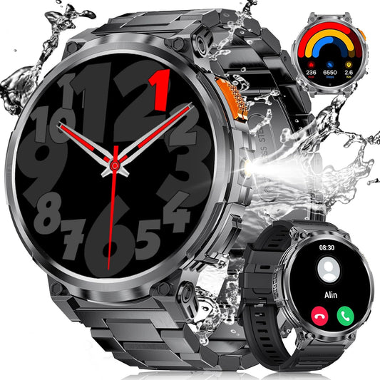 LIGE Smart Watch with 730mAh Battery, 1.85" HD IPS Screen Android Smart Watch with Bluetooth Voice Call/Waterproof IP68/Sleep Monitoring/Heart Rate Monitoring, Android iOS Smart Watches for Men